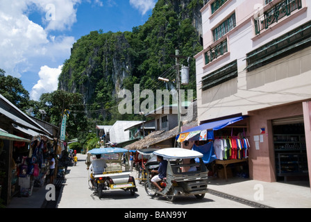 One of the main streets in El Nido, Palawan, Philippines -- shot in wide-angle Stock Photo