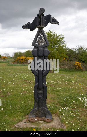 Sustrans Signposts signs for the Sustrans national cycle route 81, Llanidloes Powys mid ...