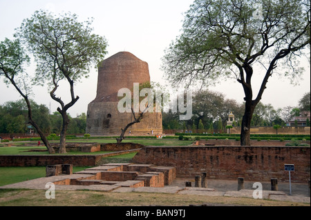 Isipatana deer park Sarnath Uttar Pradesh India Stock Photo