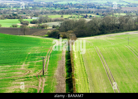 Wiltshire farmland in spring Looking across farmland from Martinsell Hill Wiltshire UK Stock Photo
