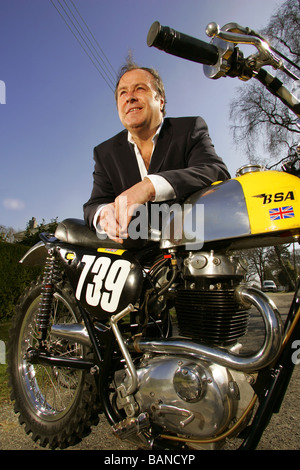Chris Dawson with his BSA motorcycle. Stock Photo