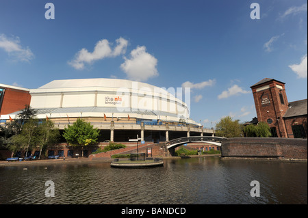 National Indoor Arena and canals at Brindley Place Birmingham Stock Photo