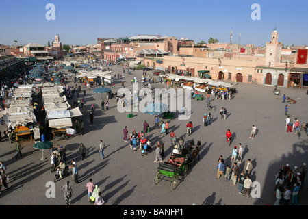 Overlooking Djemaa el-Fna by day, Marrakech, Morocco Stock Photo