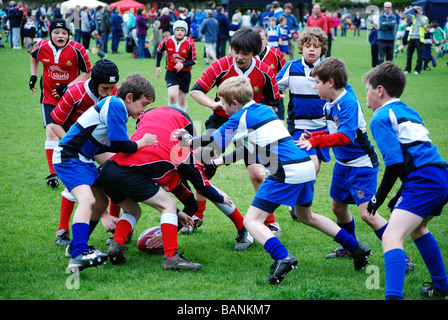 young boys playing rugby Stock Photo