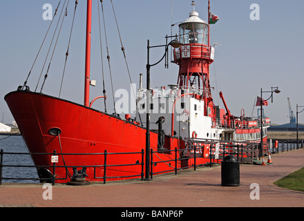 The Helwick LV14, Lightship, moored in Cardiff Docks quayside Wales UK, now a Christian center former visitor attraction Stock Photo