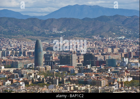 View from Montjuïc over Barcelona Catalonia Spain Stock Photo
