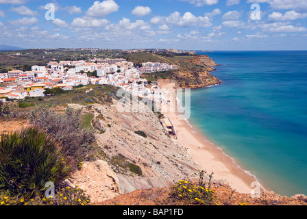 The beach and coastline at Burgau, Algarve, Portugal Stock Photo