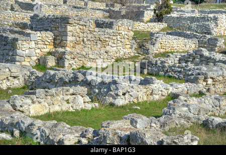 The ancient city is located on the shore of the Black Sea at the outskirts of Sevastopol on the Crimean peninsula of Ukraine Stock Photo