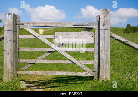 Gate leading to Dewpond near Chanctonbury, West Sussex, UK Stock Photo