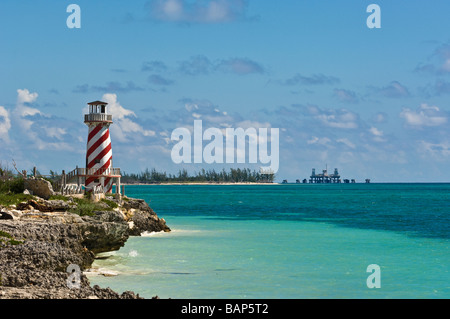 High Rock lighthouse at High Rock, Grand Bahama, Bahamas. Stock Photo