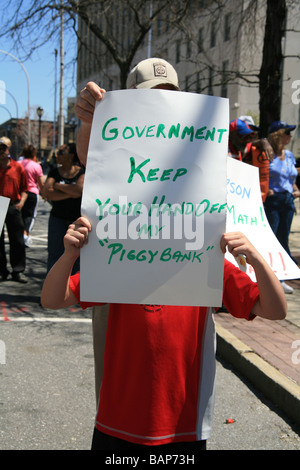 Tax Tea Party Protest in Westchester County, New York, on April 25, 2009 Stock Photo