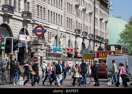 the busy street scene at Baker Street Station London with Madame Tussauds Stock Photo