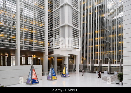 WorldBank World Bank headquarters office building interior. Main building atrium. View towards the entrance. Washington DC USA. Stock Photo