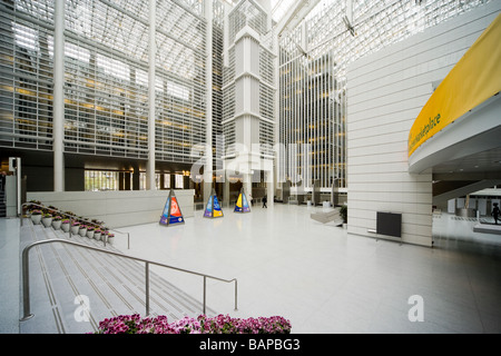 WorldBank World Bank headquarters office building interior. Main building atrium. View towards the entrance. Washington DC USA. Stock Photo
