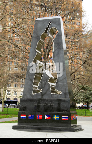 'The Universal Soldier', the Korean Veterans Memorial, Battery Park,  New York, United States. Stock Photo