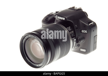Digital SLR camera Canon EOS 500D HD video with zoom lens Stock Photo