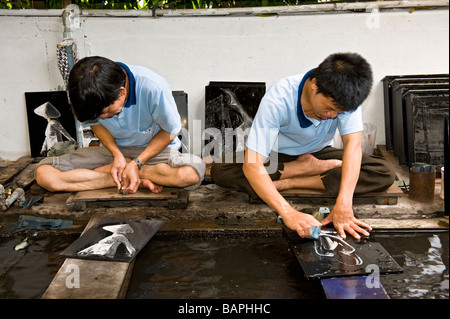 Vietnamese Lacquerware Production Line. Ho Chi Minh City, Vietnam. Stock Photo