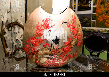 Vietnamese Lacquerware Vase. Ho Chi Minh City, Vietnam. Stock Photo