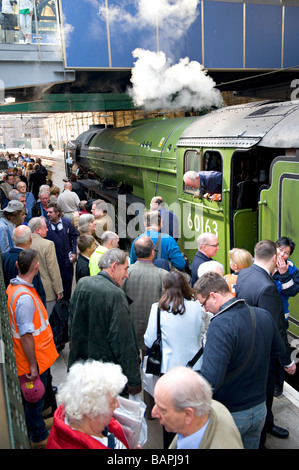 The new A1 class steam locomotive 'Tornado' at Edinburgh Waverley  Railway Station after arriving London Kings Cross