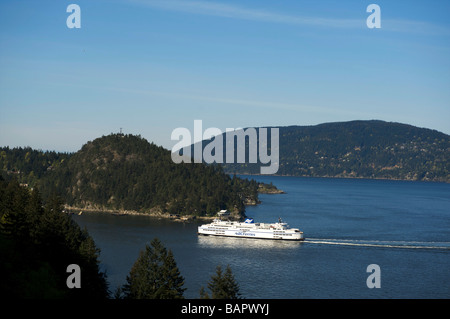 A BC Ferry pulls into the Horsehoe Bay ferry terminal.  British Columbia, Canada Stock Photo