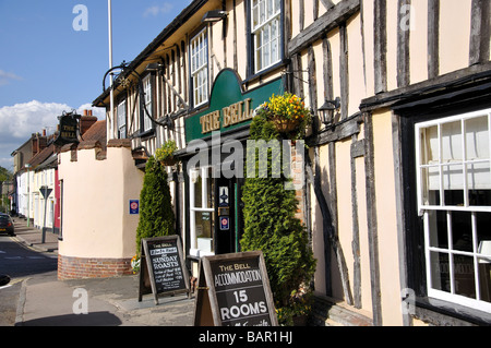 16th Century Coaching Inn The Bell, Market Hill, Clare, Suffolk, England, United Kingdom Stock Photo