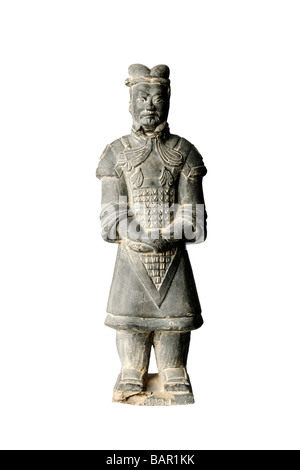 Chinese soldier wooden carved sculpture Stock Photo