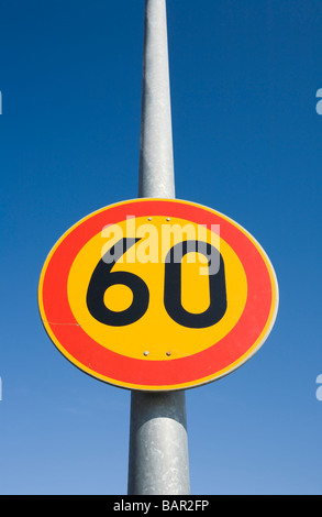 A 60 Speed Limit street sign on a on rural road in the Mojave Desert in ...