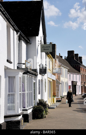 Colourful row of cottages, Hall Street, Long Melford, Suffolk, England, United Kingdom Stock Photo