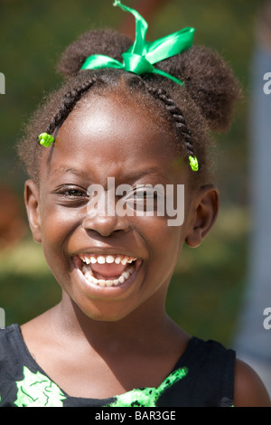 Bajan girl smiling and posing, Barbados, 'West Indies' Stock Photo