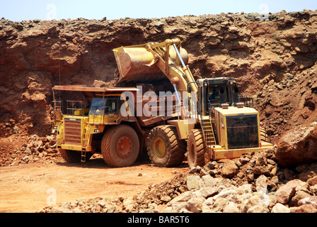 Bauxite mine in Sangaredi, Guinea, West Africa Stock Photo