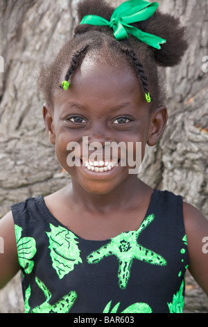 Bajan girl smiling and posing, Barbados, 'West Indies' Stock Photo