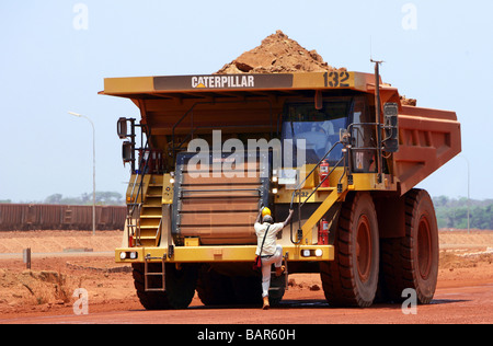 Bauxite mine in Sangaredi, Guinea, West Africa Stock Photo