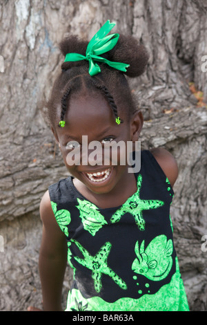 Bajan girl smiling and posing, Barbados, 'West Indies' Stock Photo