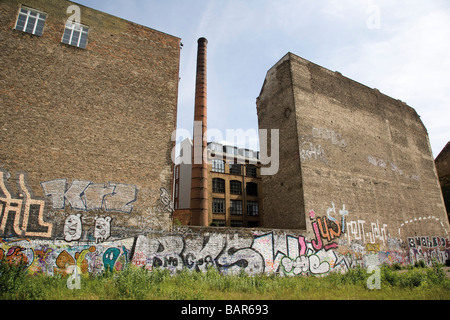 Germany, Berlin, Old factory site, Graffiti on wall Stock Photo