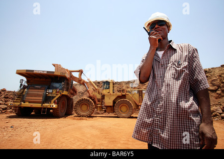 Bauxite mine in Sangaredi, Guinea, West Africa Stock Photo