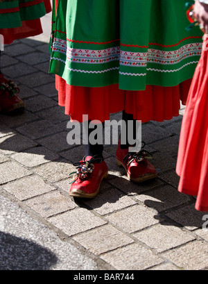 Clogs worn by a female Morris dancer at the Sweeps Festival Stock Photo