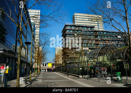 Paris France,  Empty Modern Street Scene, New Apartments in 'Paris Rive Gauche' Local Neighborhood, city buildings, sunny Stock Photo