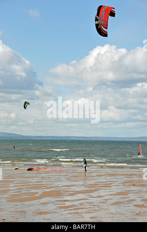 Kite surfing on Gullane Beach East Lothian Scotland Stock Photo