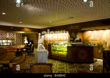 The elegant coffee bar lounge in Cairo Marriott Hotel & Omar Khayyam Casino located in Zamalek district on the Nile island of Gezira in Cairo Egypt Stock Photo