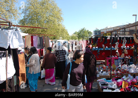 Shoppers at Wednesday's Church road market in Willesden, London, England, Uk Stock Photo