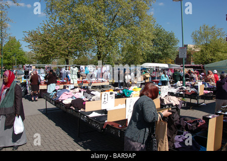 Shoppers at Wednesday's Church road market in Willesden, London, England, Uk Stock Photo