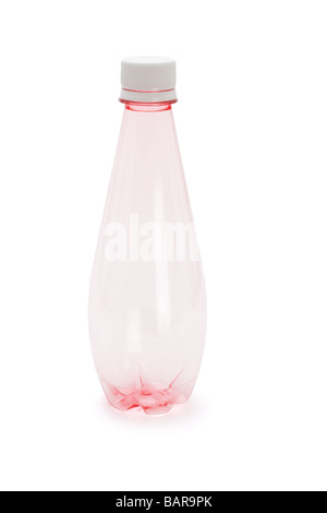 Red plastic bottle standing on white background Stock Photo
