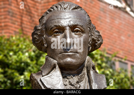 The bronze bust of President George Washington on the corner of George Washington University in Washington DC USA Stock Photo