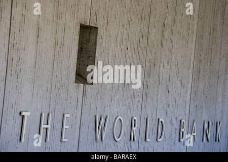 The World Bank logo sign outside H building WorldBank World Bank Group headquarters main office building exterior Washington DC Stock Photo