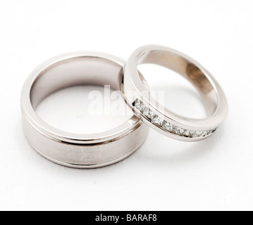 His/ hers wedding rings Stock Photo