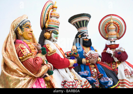 Four people kathakali dancing Stock Photo