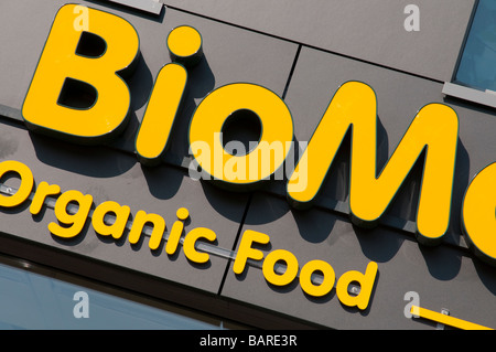 Germany Berlin Prenzlauer berg Organic food bio market sign Stock Photo