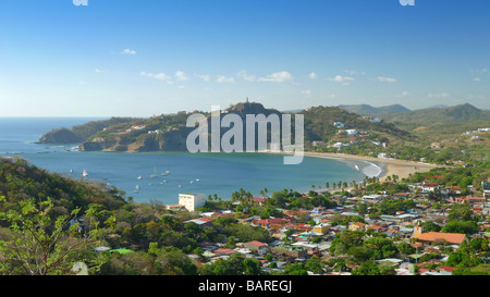 Nicaragua San Juan del Sur central america latin wonderful arial view over the town and crescent shaped bay pacific ocean Stock Photo