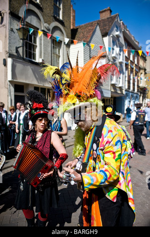 Musicians from the Black Pig Border Morris at the Sweeps Festival Stock Photo