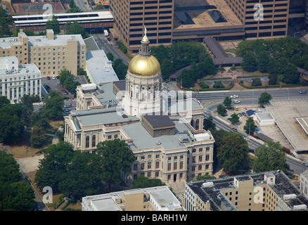 aerial view above Atlanta Georgia state capitol building Stock Photo